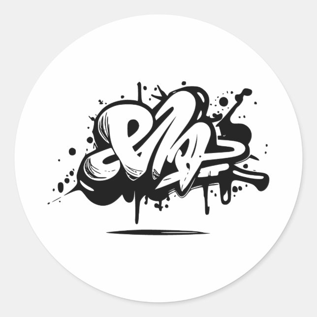 Abstract Minimalist Graffiti Silhouette Classic Round Sticker (Front)