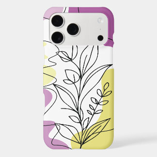 Abstract Minimalist Leaf Art Purple and Yellow