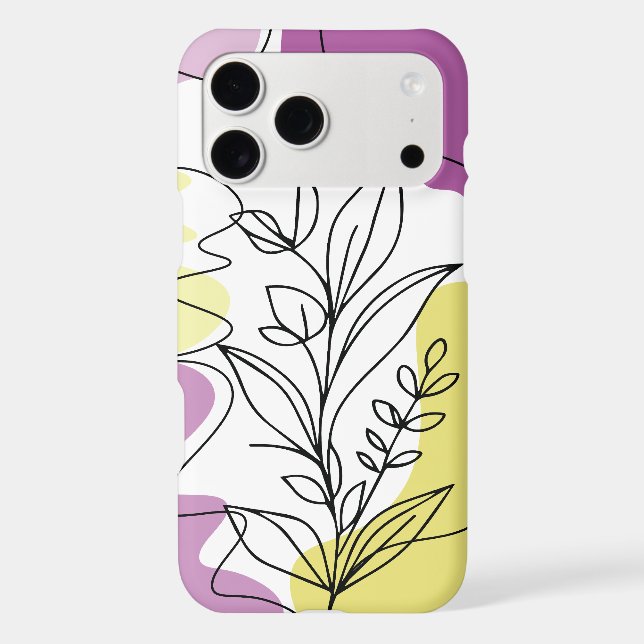 Abstract Minimalist Leaf Art Purple and Yellow  (Back)