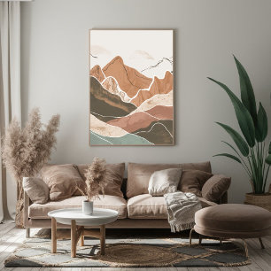 Abstract minimalist mountains poster
