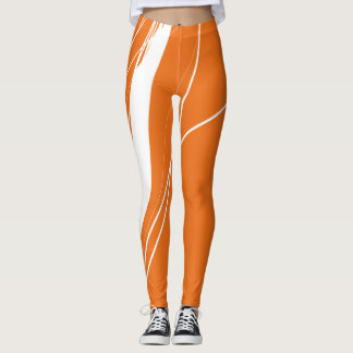 Abstract Minimalist Orange-White Leggings