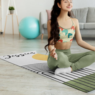 Abstract Minimalist Sun Rainbow Mid Century Modern Yoga Mat