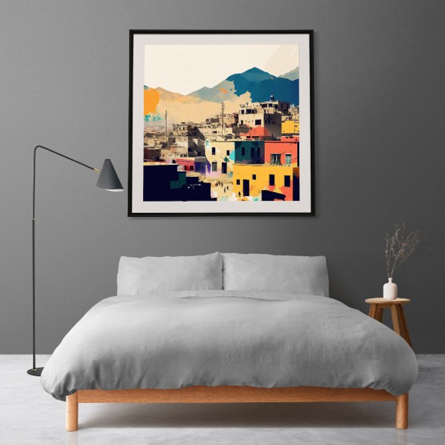 Abstract Minimalist Town Illustration Afghanistan Poster (Creator Uploaded)