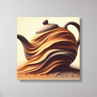 Abstract Minimalist Zen Flowing Teapot Canvas Print
