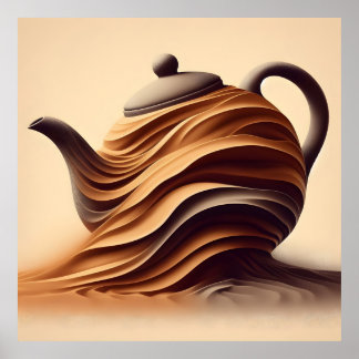 Abstract Minimalist Zen Flowing Teapot Poster