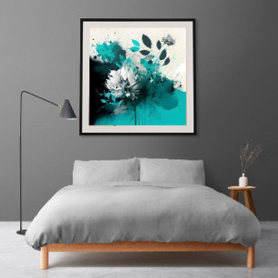 Abstract Minimalistic Flower Pastel Colours Poster