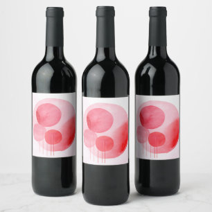 Abstract minimalistic watercolor pink composition wine label
