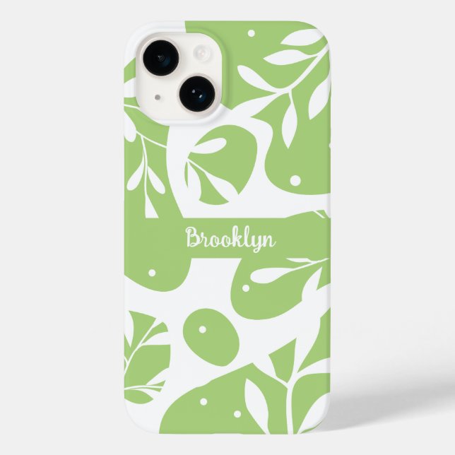 Abstract Minty Green Botanical Personalised Case-Mate iPhone Case (Back)
