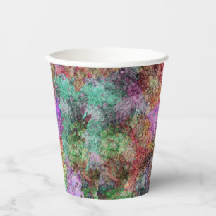 Abstract Misty Mix of Green Pink Yellow Swirls Paper Cups