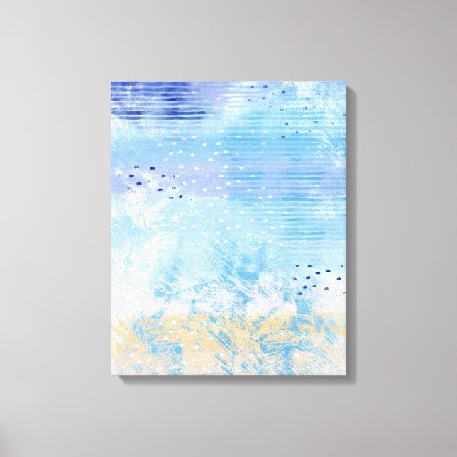 Abstract Mixed Media Blue Turquoise Yellow Canvas Print (Front)