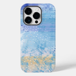 Abstract Mixed Media Blue Turquoise Yellow Case-Mate iPhone 14 Pro Case
