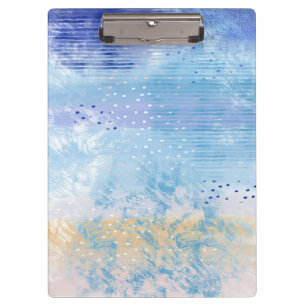 Abstract Mixed Media Blue Turquoise Yellow Clipboard