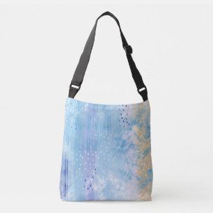 Abstract Mixed Media Blue Turquoise Yellow Crossbody Bag