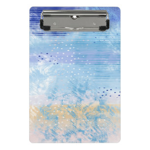 Abstract Mixed Media Blue Turquoise Yellow Mini Clipboard