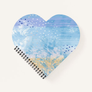 Abstract Mixed Media Blue Turquoise Yellow Notebook