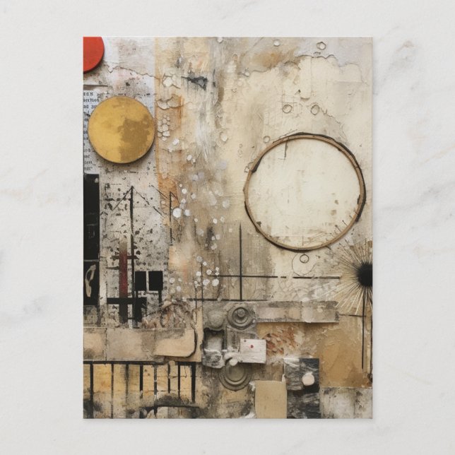 Abstract Mixed Media Collage Postcard (Front)