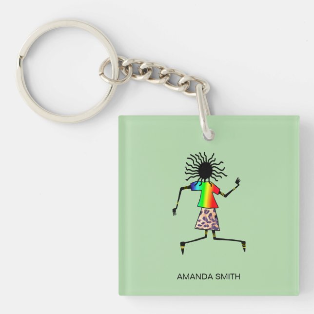 Abstract, modern African Art Elegant Dancer Key Ring (Front)