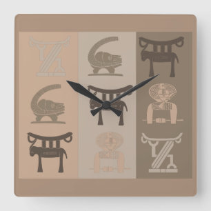 Abstract Modern African symbols art Square Wall Clock
