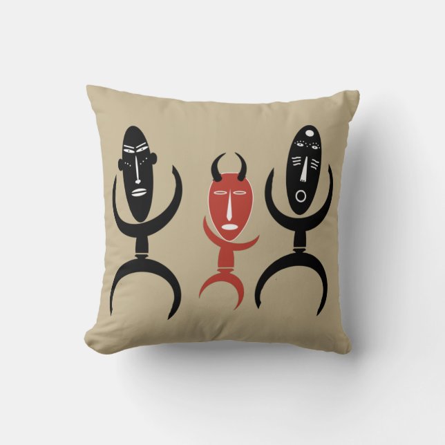 Abstract Modern African Tribal Dancing art Cushion (Front)