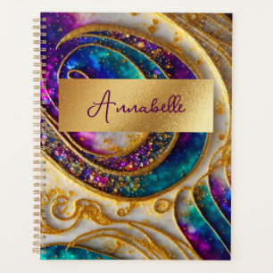 Abstract Modern Alcohol Ink Purple & Gold Planner