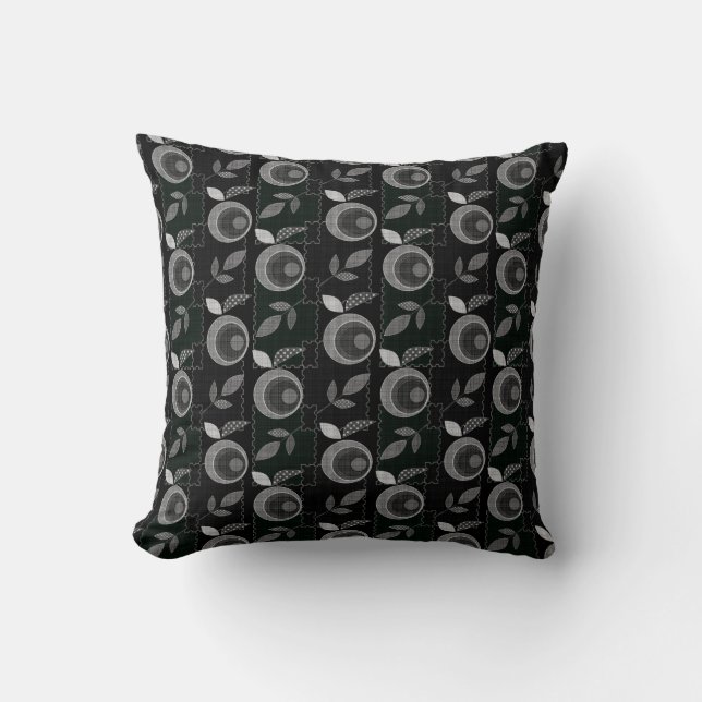 Abstract modern apple fruit leaves geometrical bla cushion (Front)