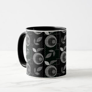 Abstract modern apple fruit leaves geometrical bla mug