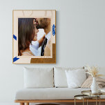 Abstract Modern Art Beige Blue Custom Photo Poster<br><div class="desc">Frame your beautiful photo with this modern abstract wall art in blue and beige and customise it with your special date.</div>