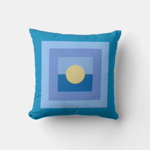 Abstract Modern Art Blue Squares Yellow Circle Cushion