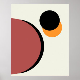 Abstract Modern Art Circles Orange Brown Black Poster