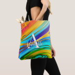 Abstract Modern Art Colour Swirls and Gold Metalli Tote Bag<br><div class="desc">This modern abstract art tote bag design is eye-catching and makes a true statement with its rich,  jewel colours and textures,  interlaced with a faux gold metallic. Vivid and stunning. Add a name and initial to personalise it. Created by Simply Farmhouse Press.</div>
