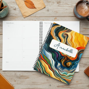 Abstract Modern Art Colour Waves Planner