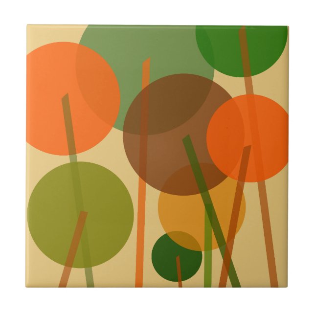 Abstract Modern Art Geometric Floral Pattern  Tile (Front)