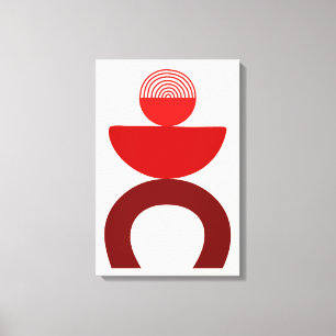 Abstract Modern Art Geometrical Shapes Red Canvas Print