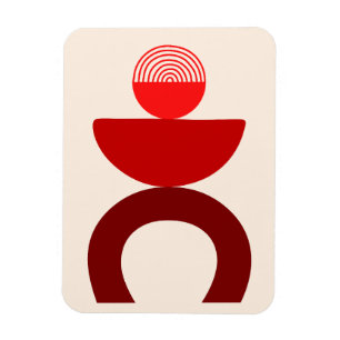Abstract Modern Art Geometrical Shapes Red Magnet