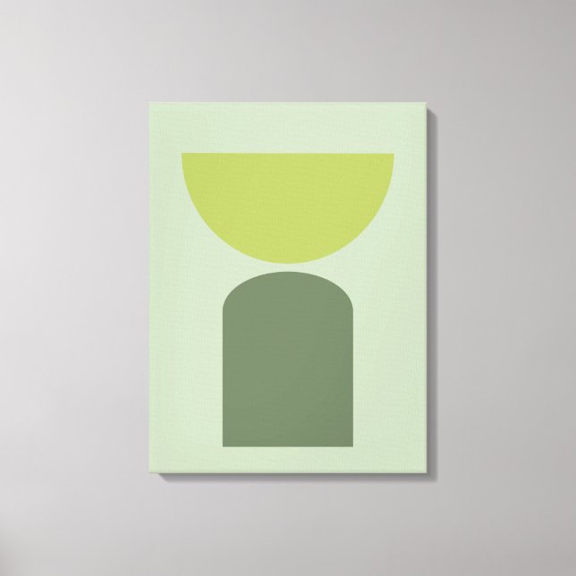 Abstract Modern Art Geometrical Shapes Sage Green Canvas Print (Front)