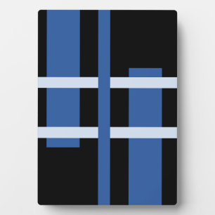 Abstract Modern Art Lines Blue Black Plaque