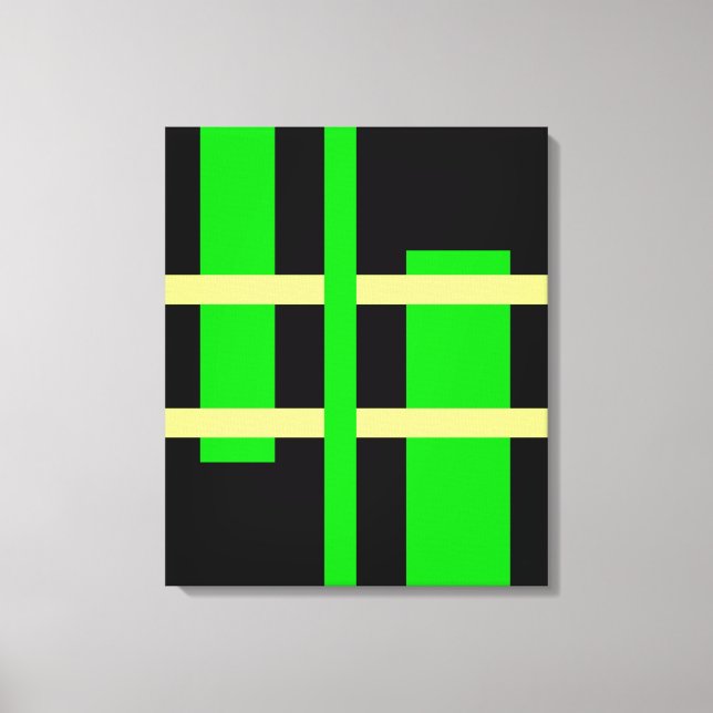 Abstract Modern Art Lines Green Yellow Black Canvas Print (Front)