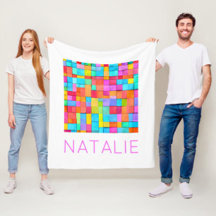 Abstract Modern Art NAME Colourful Fun Fleece Blanket