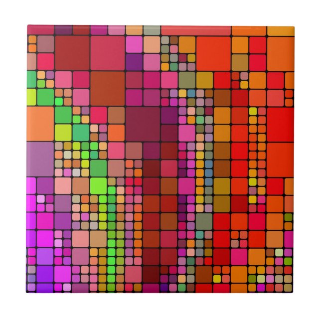 Abstract Modern Art Squares Colourful Colour Tile (Front)