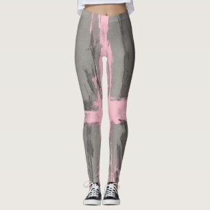 Abstract modern art style grey pink leggings