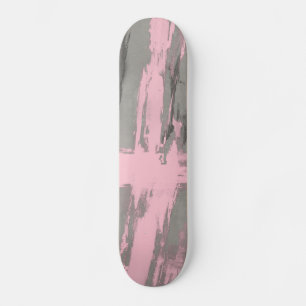 Abstract modern art style grey pink skateboard