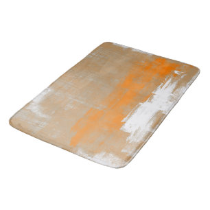 Abstract modern art style orange gray white bath mat