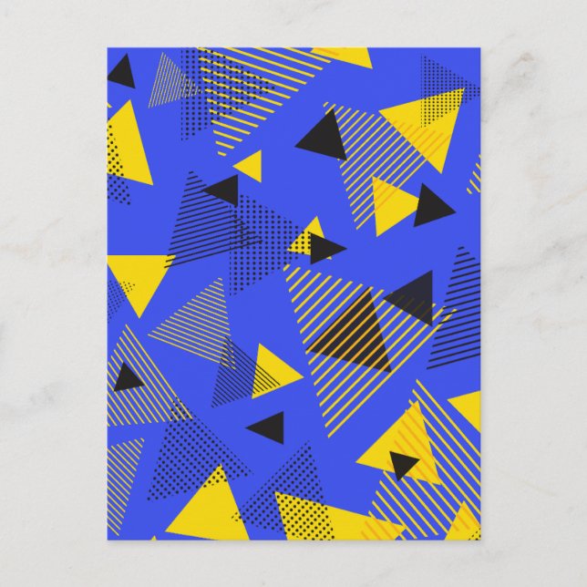 Abstract Modern Art Triangles Blue Yellow Black Postcard (Front)