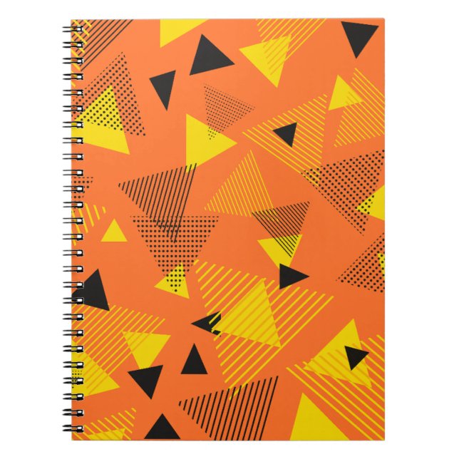 Abstract Modern Art Triangles Orange Yellow Black Notebook (Front)