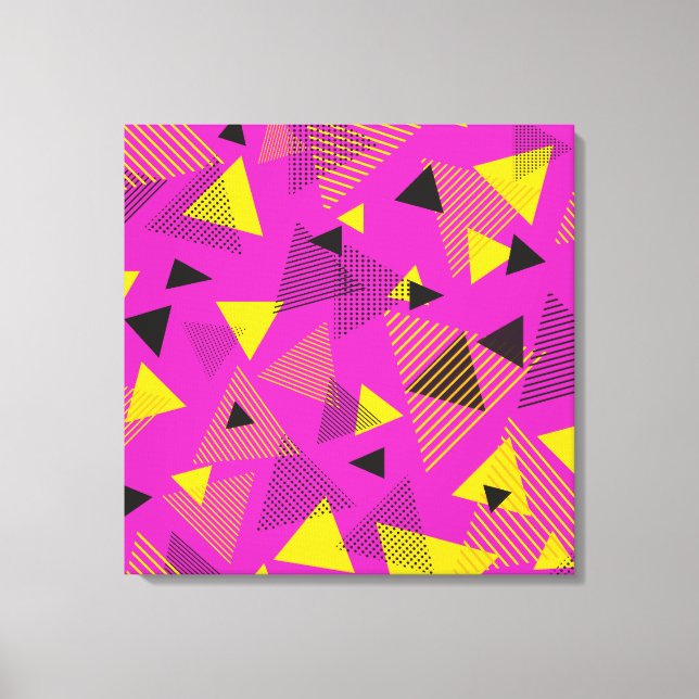 Abstract Modern Art Triangles Purple Yellow Black Canvas Print (Front)