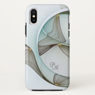 Abstract Modern Art Turquoise Brown Gold Initials Case-Mate iPhone Case