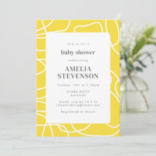 Abstract Modern Art Yellow Custom Baby Shower Invitation