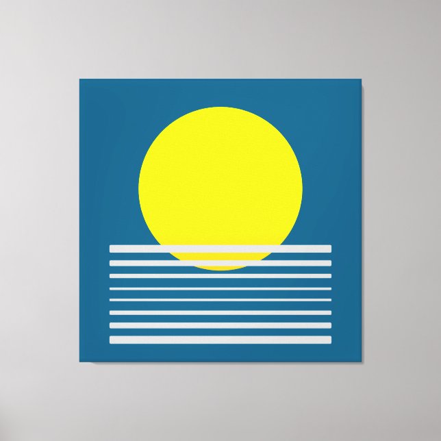 Abstract Modern Art Yellow Sun and Sea Landscape Canvas Print (Front)