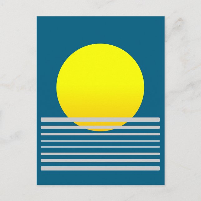 Abstract Modern Art Yellow Sun and Sea Landscape Postcard (Front)