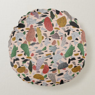 Abstract Modern Artistic Terrazzo Style Pattern Round Cushion